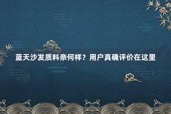 蓝天沙发质料奈何样？用户真确评价在这里